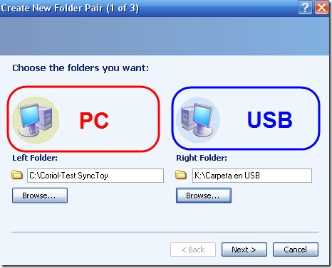 Sincronizar archivos y carpetas con SyncToy